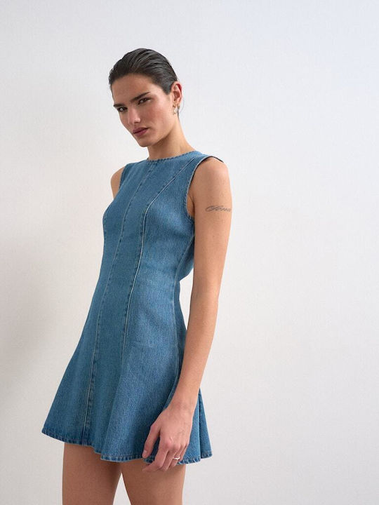 Sommer Mini Denim Kleid Blau