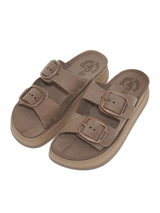 Zefi Δερμάτινα Γυναικεία Σανδάλια Taupe Brown