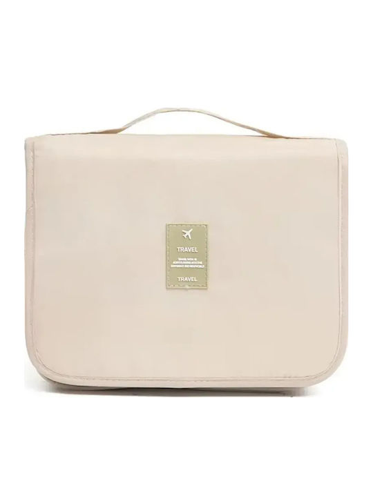 Abyz Neseser Cosmetic De Călătorie Pliabil Cu Cârlig Rezistent La Apă Cu Compartimente Multiple Bej 24x19x9cm