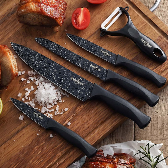 Swiss Haus Set 6 Cuțite De Bucătărie Lama Antiaderentă Decojor Ergonomic Negru