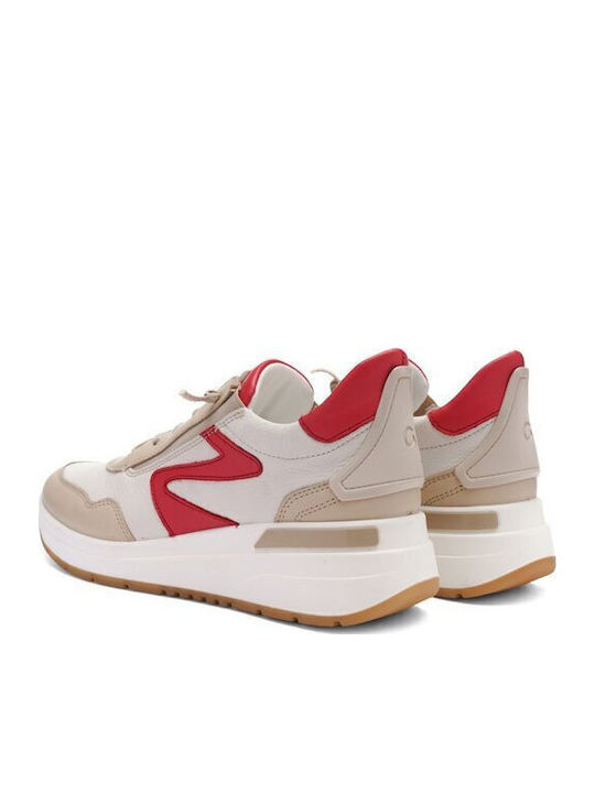 Γυναικεία Ανατομικά Sneakers Μπεζ-κοκκινο