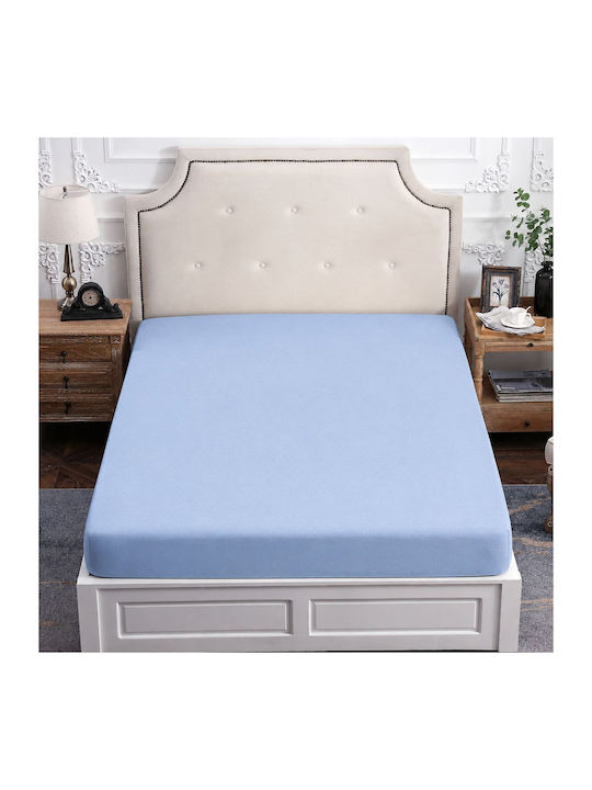 Super-Double Bed Sheet with Rubber Hugger 160x200cm Blue