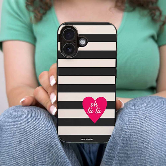 Sonique Stripe Stories Series Xiaomi Poco M5 Oh La La Handyhülle Schwarz