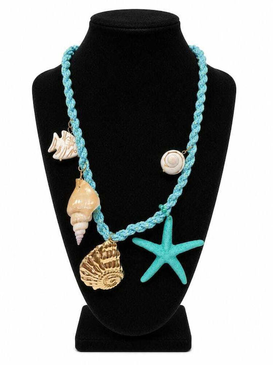 Liva Fashion Necklace With Knitted Star Design Turquoise