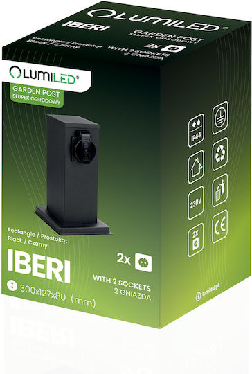 Iberi Coloană Externă de Grădină 230v 22cm 2x Priză Lumiled