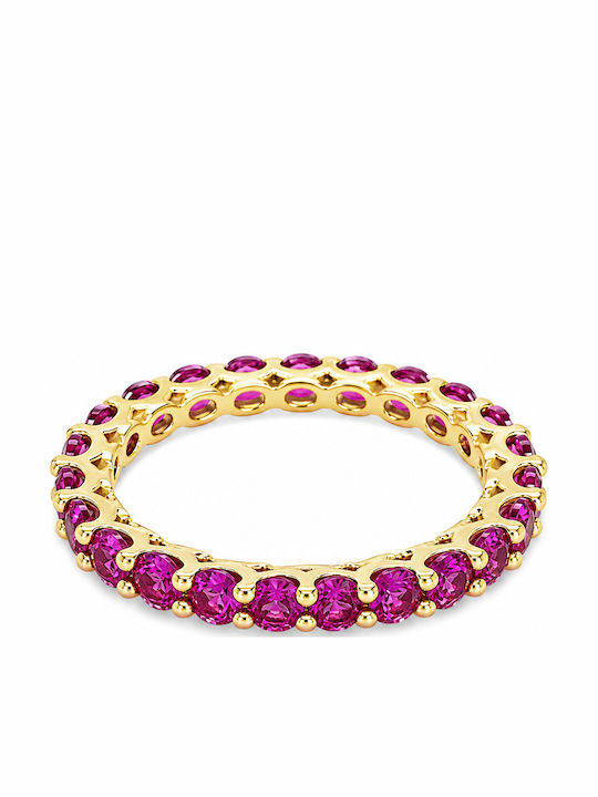 Verita Women's Eternity Band Ring with Zircon in Gold Plated Silver