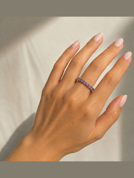 Verita Women's Eternity Band Ring with Zircon Made of Gold Plated Silver