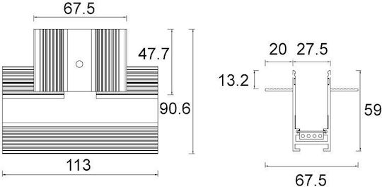 T Corner Magnetic Mini Recessed Sandy White 1pc