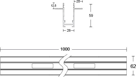 Magnetische Eingelassene Schiene Mini Track M-recessed Sandy Schwarz Dali 1m