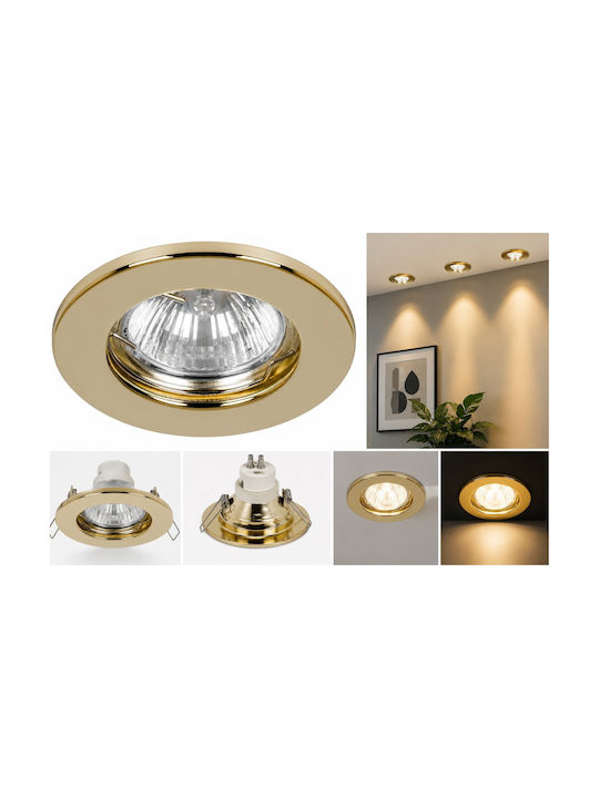 Cadru Metalic Rotund Pentru Spot GU10 Auriu 3x3cm