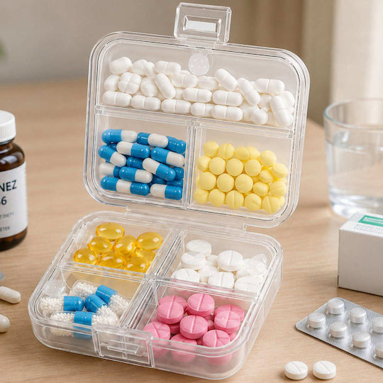 Cutie pentru pastile cu 7 compartimente pentru medicamente și suplimente de călătorie