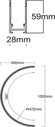 Magnetischer Schienenspot Kurvig 1/2 D1000 2c Oberfläche Sandweiß