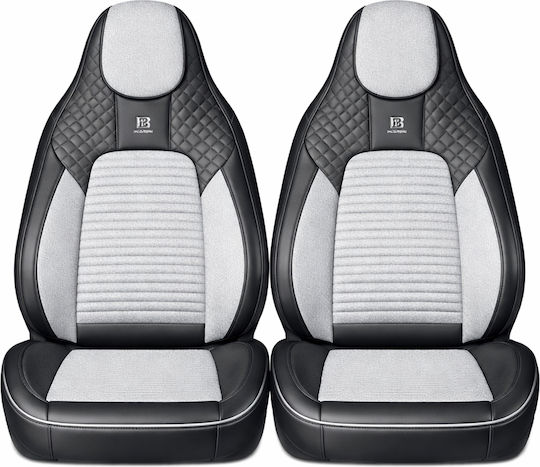 Set Premium De Huse Scaune Auto Blaze Prime Model Sportiv Design Universal Ergonomic Piele Ecologică Inserții Textile Culoare Negru Gri
