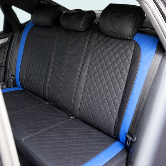 Set Premium De Huse Scaune Auto Model Diamond Drive Design Sportiv Universal Ergonomic Matlasat Piele Ecologica Negru Albastru