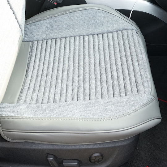 Set Premium De Huse Scaune Auto Blaze Luxor Model Sportiv Design Universal Ergonomic Piele Ecologică Inserții Textile Culoare Crem Gri
