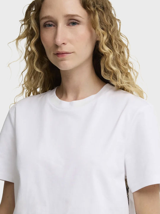 Women's Cotton Short Sleeve Checked Top White
