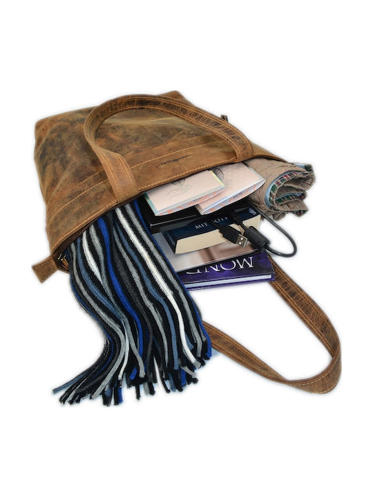 Leder Damen Schultertasche Braun