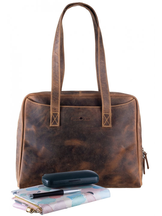 Leder Damen Schultertasche Braun