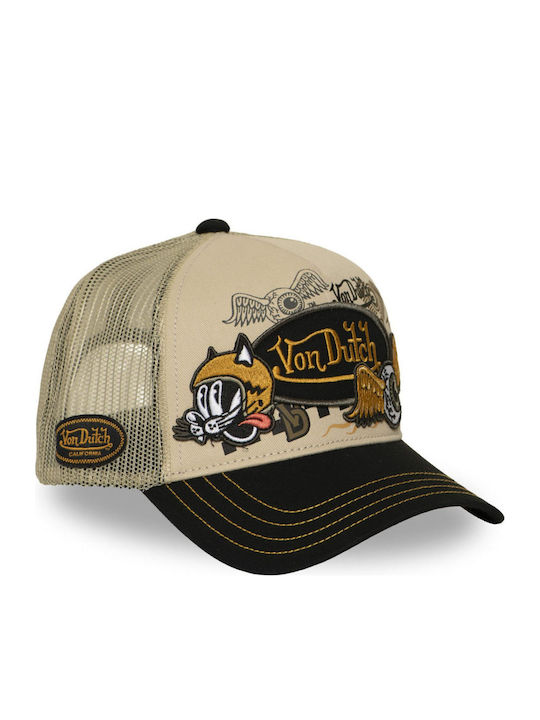 Von Dutch Unisex Șapcă Trucker Negru Bej Vd 1 Ct Patches 19-black Beige