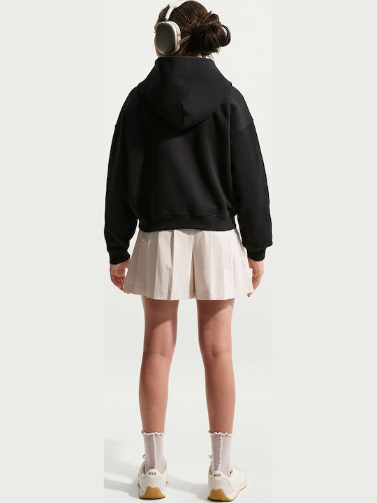 Fleece Kinder-Sweatshirt Strickjacke mit Kapuze und Taschen Schwarz