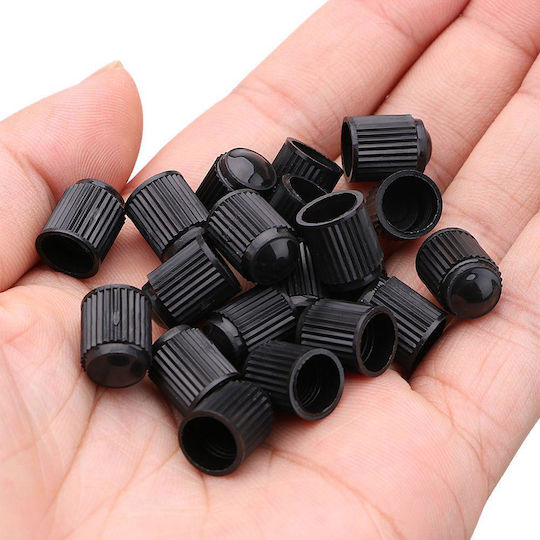 Set 100 Bucăți Capace de supapă Material Plastic Culoare Neagră Mașini Camioane Biciclete Motociclete ATV-uri Quad-uri