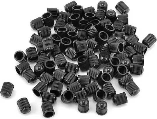 Set 100 Bucăți Capace de supapă Material Plastic Culoare Neagră Mașini Camioane Biciclete Motociclete ATV-uri Quad-uri