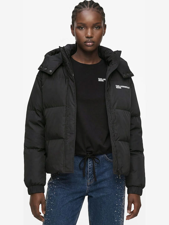 Short Women's Puffer Jacket for Winter Black