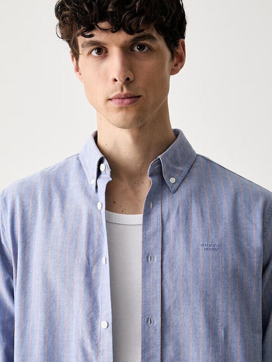 Long Sleeve Shirt in Regular Fit Striped Blue M6YH04W2841 SB0F