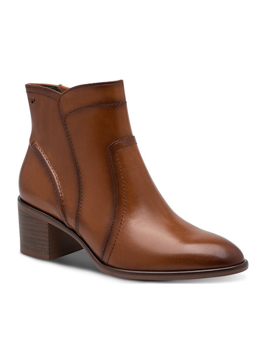 Leder Damen Stiefeletten Tabac Braun