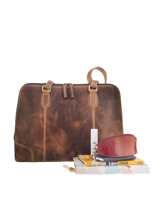 Leder Damen Schultertasche Braun