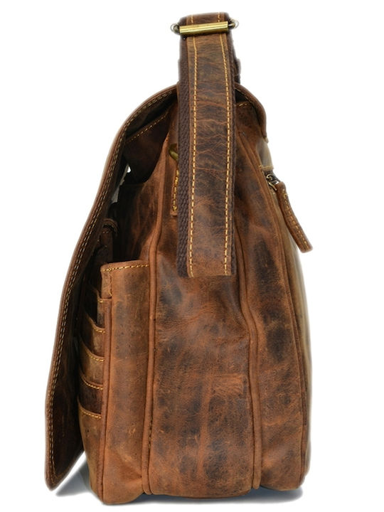 Geantă bărbătească de umăr / crossbody din piele maro
