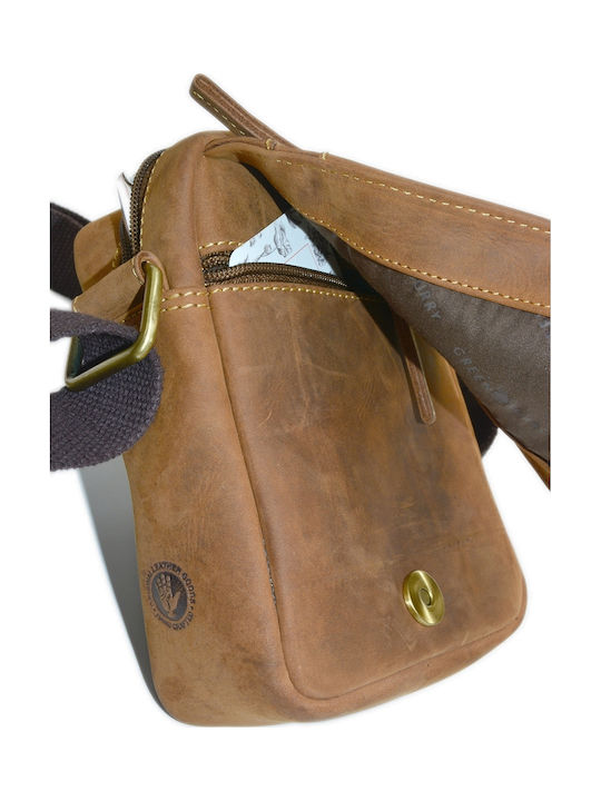 Geantă bărbătească din piele de umăr / tip crossbody bej