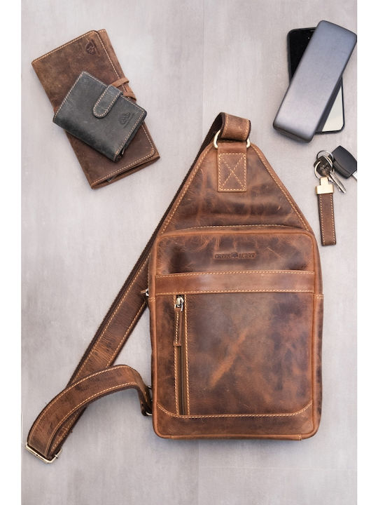 Geantă bărbătească de umăr / crossbody din piele Bej