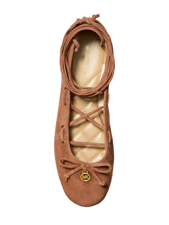 Damen Ballerinas Aus Leder In Tabac Braun Farbe