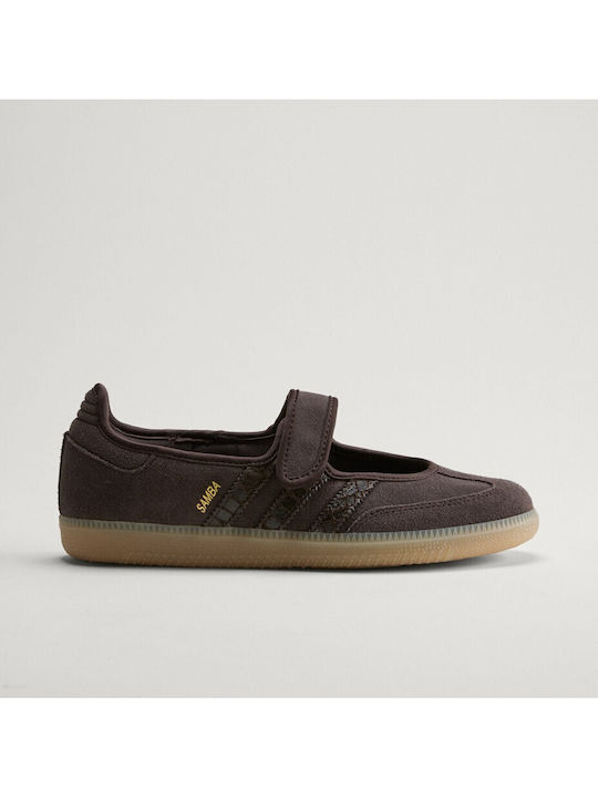 Damen Ballerinas aus Leder in Braune Farbe