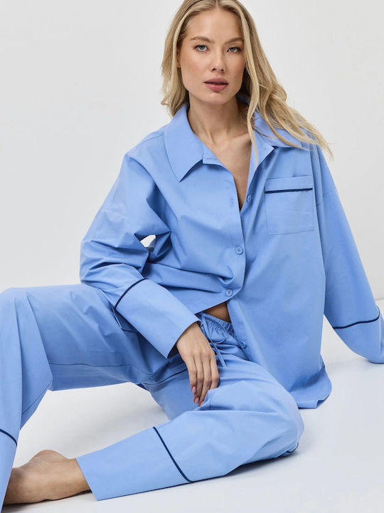 Aruelle Sommerliches Damen-Schlafanzug-Set Hellblau