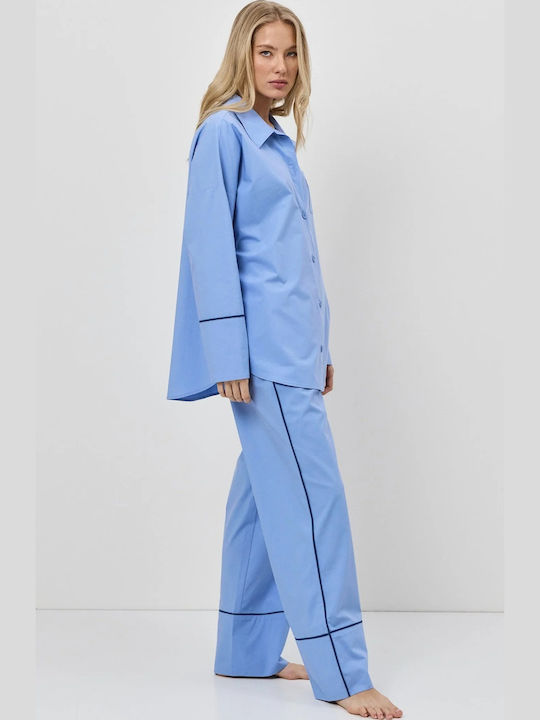 Aruelle Sommerliches Damen-Schlafanzug-Set Hellblau