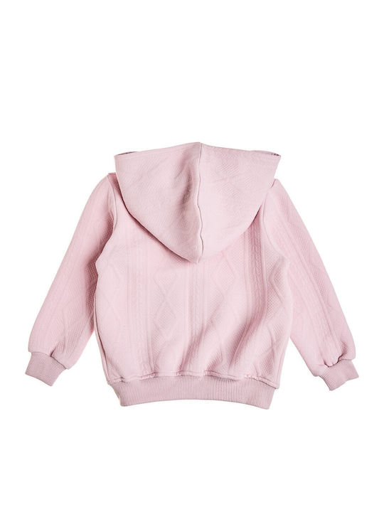 Kinder-Sweatshirt Strickjacke mit Kapuze und Taschen Rosa