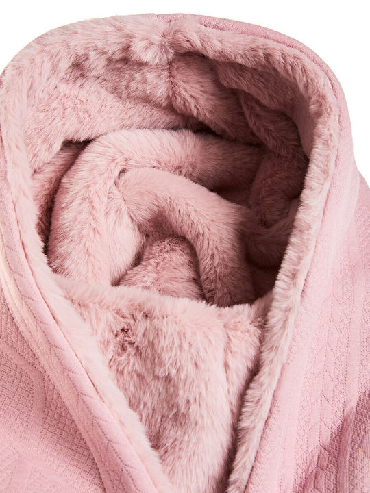 Kinder-Sweatshirt Strickjacke mit Rosa Kapuze