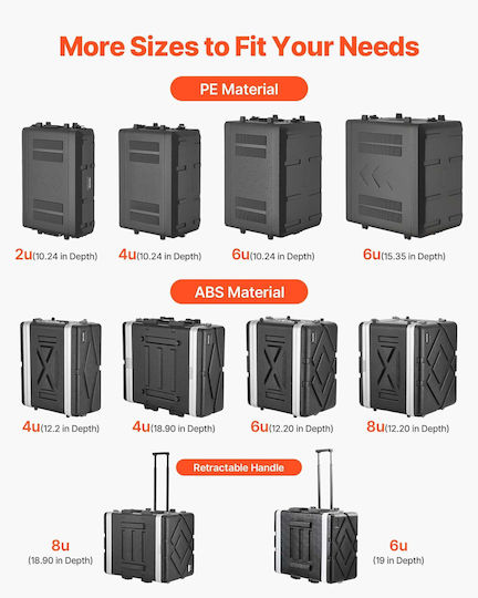Vevor Rack Case 2u Βάθος 260 Mm Θήκες Μικροφώνου Ενισχυτή Μίκτη Dj Slczjjx2u12imdaks001v0