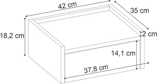Κομοδίνο Ξύλινο Καφέ 42x35x18.2cm