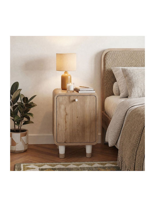 Doro Wooden Beige Bedside Table 35.3x34x51cm
