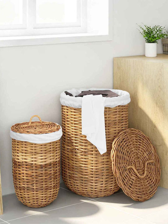 vidaXL Wicker Laundry Basket with Lid Brown