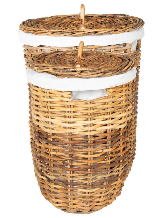 vidaXL Wicker Laundry Basket with Lid Brown