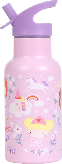 A Little Lovely Company Ανοξείδωτο Παιδικό Σετ Φαγητού 0.35lt Princesses + μπουκάλι νερού