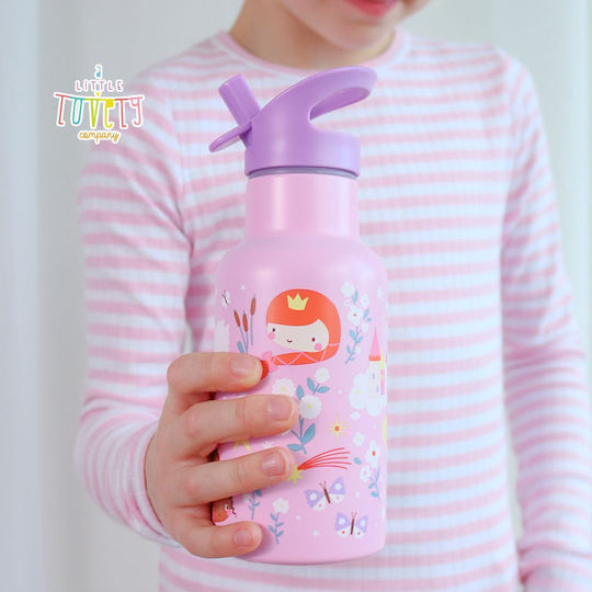 A Little Lovely Company Ανοξείδωτο Παιδικό Σετ Φαγητού 0.35lt Princesses + μπουκάλι νερού