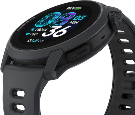 Coros Pace 4 43mm Водоустойчив Смарт часовник с Пулсомер (Черна Силиконова Каишка)