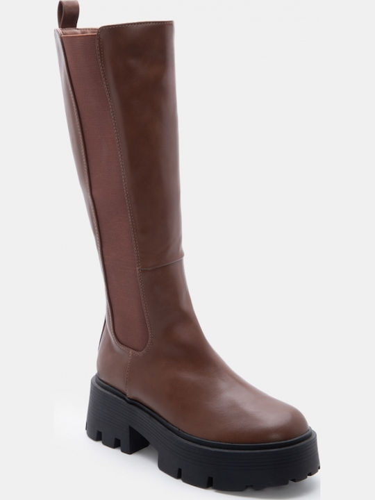Damenstiefel Mit Gummi Braune