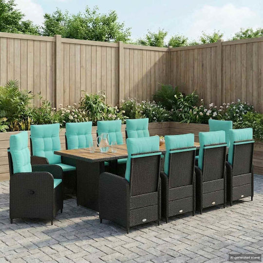 vidaXL Garden & Outdoor Furniture Set 11 Pieces Turquoise with Pillows