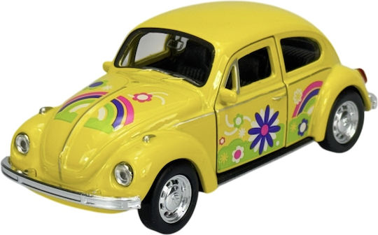 Welly VW Volkswagen Beetle Жълт Покрив Цветя 1:34 42343
